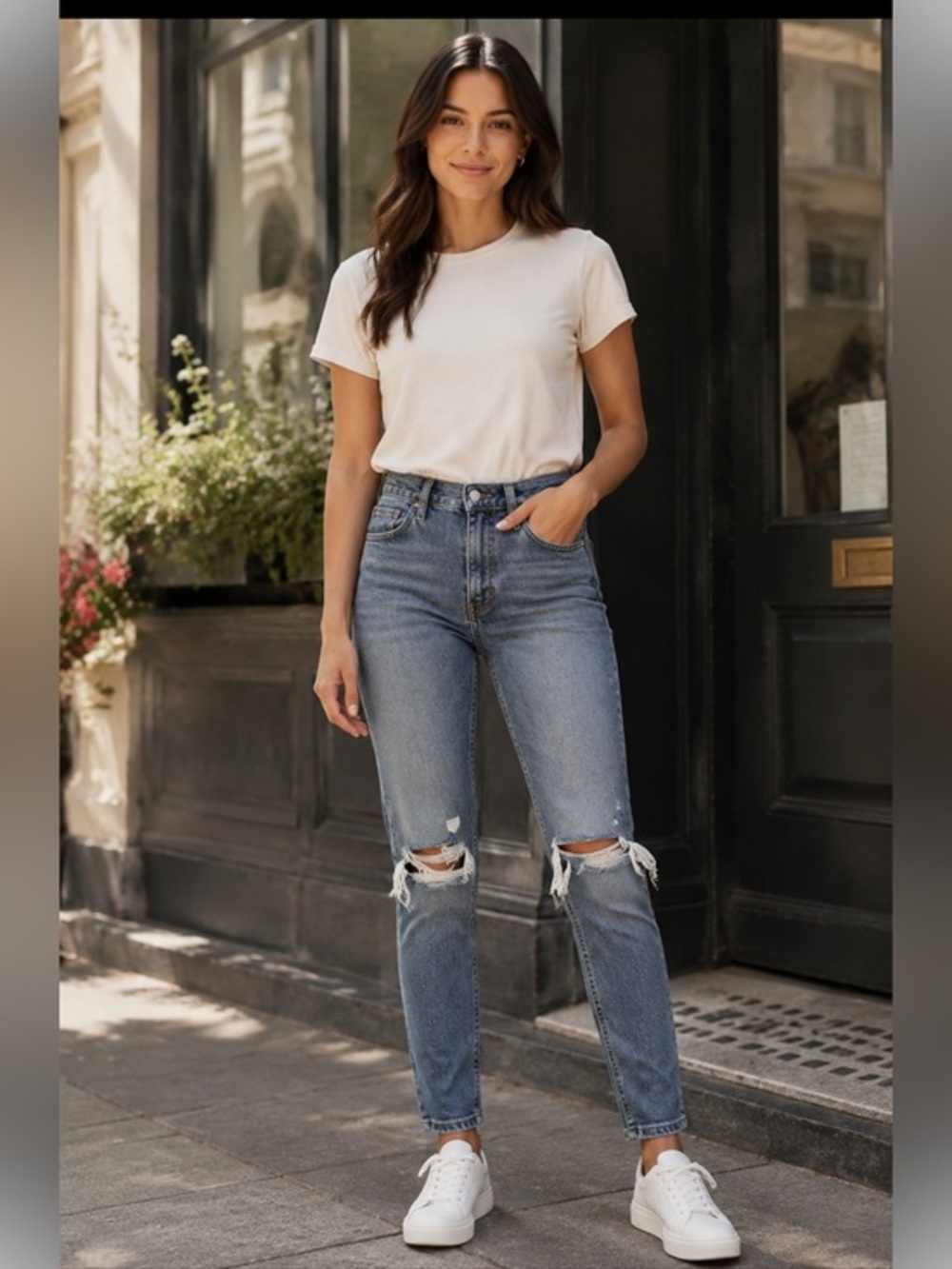 Topshop Jamie Petite High Rise Ripped Knee Skinny Jeans W26 L28 Distressed